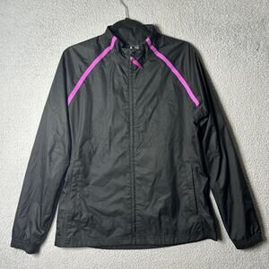 Adidas Jacket Womens M Black Climaproof Full Zip Windbreaker Jacket Golf Running